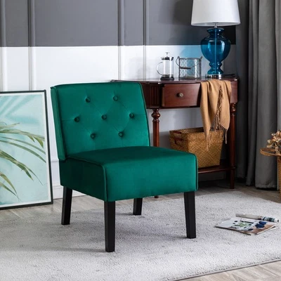 Quilted Decorative Chair Velvet Fabric With High-Density Foam Cushion - Image 1 of 4