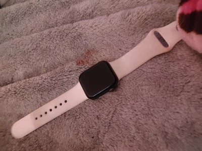 Apple Watch Series 4 44 mm Stainless Steel Case with White Sport Band  - Image 1 of 2