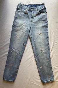 Cat & Jack Girls' Size 10 Floral Embroidered Jeans Medium Wash - Picture 1 of 7