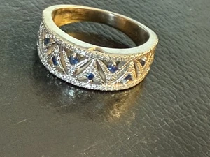 Vera Wang White Gold Diamond Sapphire Wedding Band - Picture 1 of 6