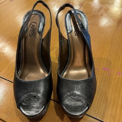 Carlos by Carlos Santana Elise Tacones Plataforma Gamuza Negros 6M Plomo Metálico Foto 1 de 4