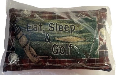 Travesseiro de golfe Eat Sleep – Almofada de tapeçaria 12"x8" decoração de golfe sem etiquetas - Imagem 1 de 4