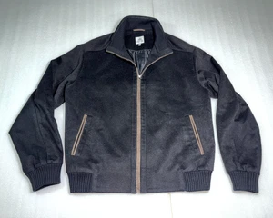 Peter Millar Wool Cashmere Blend Full Zip Bomber Jacket Men’s Large Black - Picture 1 of 16