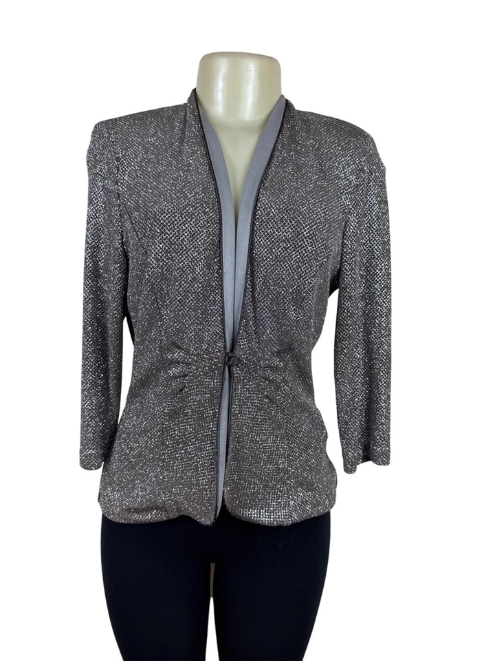 Marina женщин Серебряный металлический блейзер шикарный и стильный официальный куртка размер S - Изображение 1 из 4