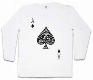 ACE OF SPADES I LANGARM T-SHIRT Spade Ace Poker Card Karte Royal Flush Pik - Picture 1 of 1