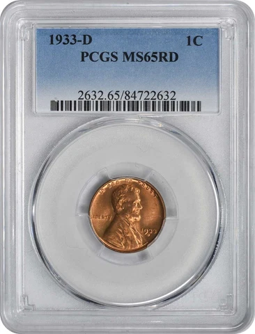 1933-D/D Lincoln Cent RPM 1 MS65RED PCGS Cover