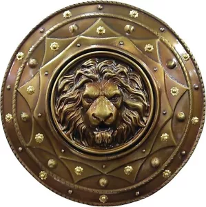 Schild Löwengesicht rund Mittelalter Ritter Eisen Rüstung massiv Stahlgröße Geschenk Wikinger - Bild 1 von 4