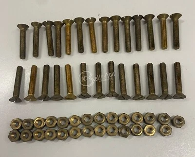 Lotto di 27 viti svasate con taglio in ottone + dado 35x5mm cod. 1060 ferramenta - Immagine 1 di 2