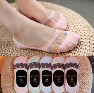 New Women Cotton Lace Invisible Nonslip No Show Liner Socks Low Cut 5/10 Pairs - Picture 1 of 7