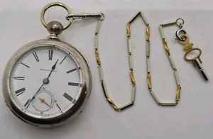 1879 ILLINOIS Victorian Coin Silver IOWA 'Private Label' Key Wind Pocket Watch - Picture 1 of 17