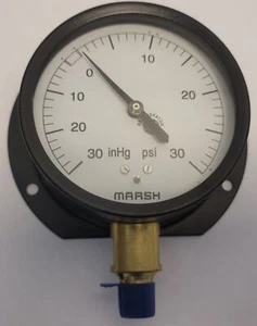 Marsh Pressure Gauge 30-0-30 inHg PSI w/ Recalibrator, Dimension 4.75"x1.75" - Picture 1 of 6