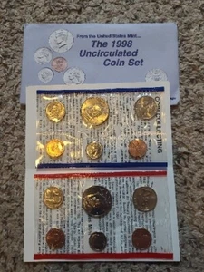 1998 P & D US Mint Uncirculated Coin Set - 10 Total Coins - Picture 1 of 4
