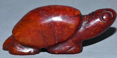 Estatua de animal tortuga tortuga fengshui tallado jade rojo antiguo cultura Hongshan de 4"" Foto 1 de 4