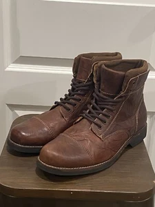 ALDO Men’s Brown Leather Lace Up Cap Toe Swithbert Boots Size 10 NEW $180 - Picture 1 of 11