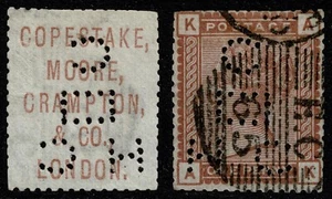 1880 1d Venetian AK COPESTAKE MOORE Underprint & Perfin SG 166 PP34 Cat. £90.00 - Picture 1 of 1