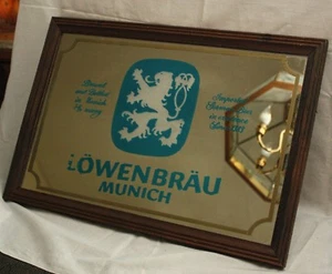 Vintage Lowenbrau München Spiegel Bier Schild - Bild 1 von 5