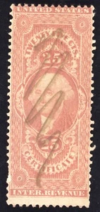US Scott R44c Used 25c red Certificate Revenue Lot Y760 bhmstamps - Picture 1 of 2