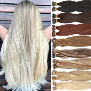 Russian Nano Ring Tip THICK Human Hair Extensions Thick 1g/strand Blonde 150g US - Picture 1 of 57