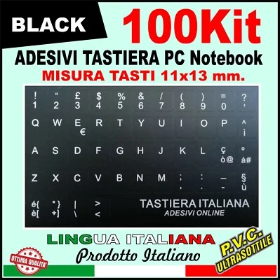 Adesivi Stickers 11X13 Tastiera Layout ITALIANO Notebook Pc (100 kit tastiera) - Immagine 1 di 4
