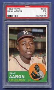 1963 HANK AARON PSA 5 EX TOPPS MILWAUKEE BRAVES HOF COLORFUL SOLID 5 (#390) RZC - Picture 1 of 3