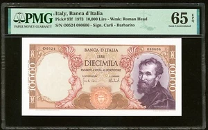 ITALY BANCA D'ITALIA 1973 10,000 LIRE PICK-97F PCGS BANKNOTE CERTIFIED CU-65-EPQ - Picture 1 of 2