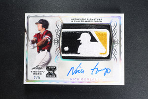 2020 Leaf Trinity Baseball Silver Spectrum Nick Gonzales MLB Logo Patch Auto #/5