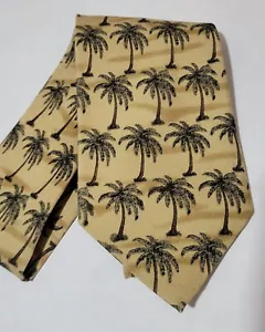 Tommy Bahama Neck Tie Mens Silk Tropical 4" x 60" Palm Trees Gold High End Work - Picture 1 of 4