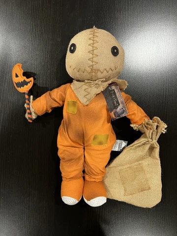 NEW 2022 Spirit Halloween Trick 'r Treat Sam 16'' inch Plush Doll w/ Sack Doll Cover