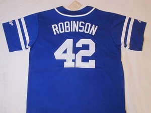 Majestic Jackie Robinson #42 Brooklyn Dodgers Cooperstown Jersey (Blue | L) NWT - Picture 1 of 19