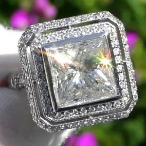 HUGE 9.36ct Natural Diamond Solitaire ESTATE Engagement 18K WHITE GOLD RING! - Picture 1 of 12