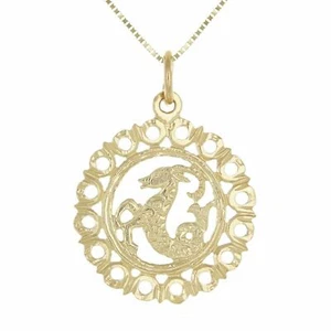14k Yellow or White Gold Zodiac Sign Charm Pendant Necklace 18" - Picture 1 of 84