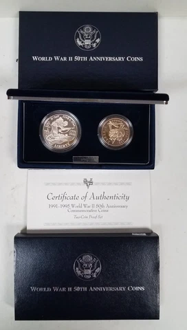 CS0293MWMCFO US MINT COMMEM 2 COIN YEAR 1993-P W WORLD WAR 2 $1 PROOF FRESH OGP! Cover