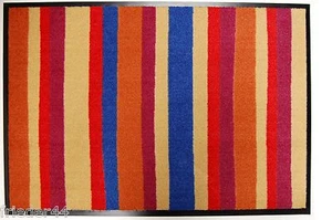 SCHMUTZFANGMATTE 55x80 Streifen TrendDesign Fußmatte gelb orange rot blau bunt - Bild 1 von 1