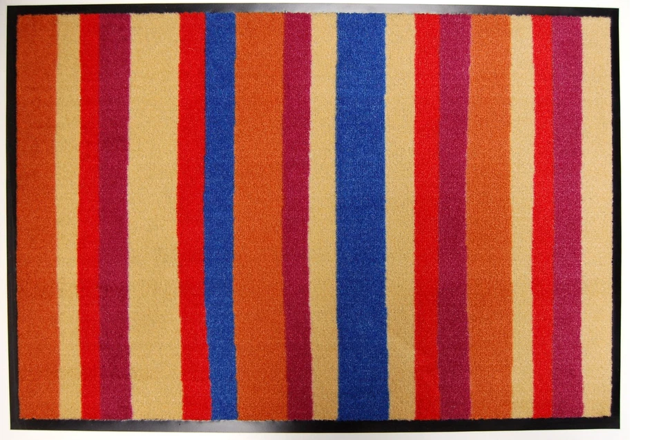 SCHMUTZFANGMATTE 55x80 Streifen TrendDesign Fußmatte gelb orange rot blau bunt - Bild 1 von 1