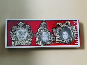 Gorham Silver Plated Picture Frame Christmas Ornaments Vintage Santa Snowman NEW - Picture 1 of 3