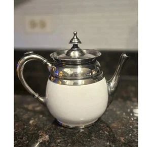 Rare 1935 Silver And Porcelain Tea Pot Ocean Liners Type service style antique - Picture 1 of 8