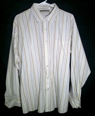 Мужская сорочка Beyond the Limit. Французские рукава-манжеты. 2XL бежевый в полоску - Изображение 1 из 4