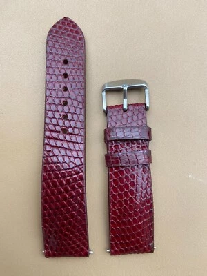 Dark Red Lizard Leather Watch Strap Band, Size 18mm 20mm 21mm 22mm 24mm 26mm - Image 1 of 4