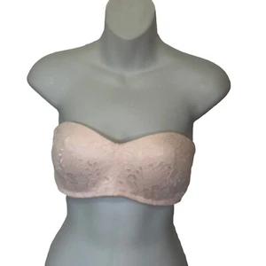 Jessica Simpson Padded Strapless Bra in Pink Lacy Wireless No Wire Bra size 36C - Picture 1 of 5