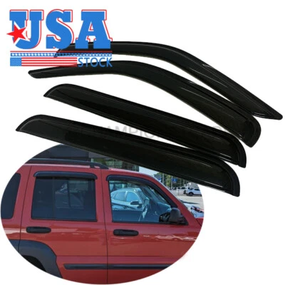 Outside Mount Window Visors Sun Shade Rain Guards for Jeep Liberty 2002-2007 Foto 1 de 4