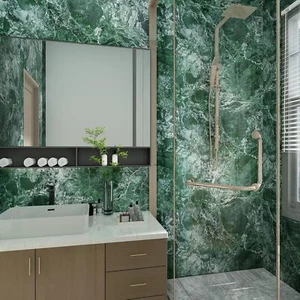 Green Wallpaper Marble Peel and Stick Countertop Granite Contact Paper 16 ×78.7" - Picture 1 of 8