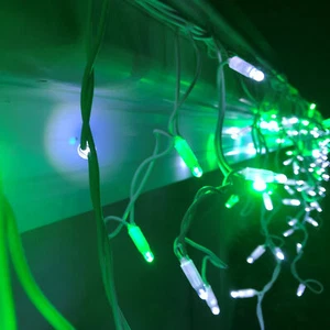 Icicle Lights 180 LED String GREEN & COOL WHITE 4.8m Extendable Party Christmas - Picture 1 of 10