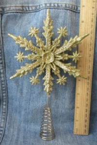 Golden Glitter Snowflake 8.5" Christmas Tree Topper BX - Picture 1 of 2