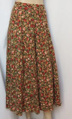 Laura Ashley Rock 40 grün rot geblümt Baumwolle Wolle vintage Herbst 90er lang - Bild 1 von 4