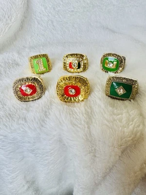 6 ШТ. Miami Hurricanes NCAA 18k GP чемпионское кольцо, ДОСТАВКА США 1983-2001 - Изображение 1 из 3