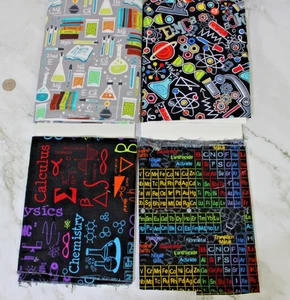 4 Scrap Remnant Cotton Fabric Lot School Theme Prints approx 1 yd each - Picture 1 of 3