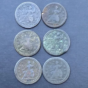 George I Dump Half Penny Coins (6) 1721 1717 1723 1719 1722 1724 Lot 2485 - Picture 1 of 14