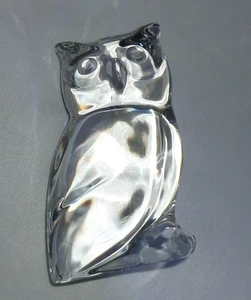 SMALL RETRO VILLEROY & BOCH CRYSTAL GLASS OWL PAPERWEIGHT FIGURE BIRD ORNAMENT - Foto 1 di 8