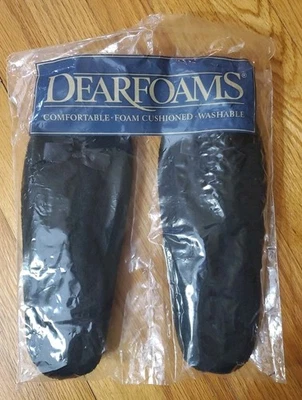 Vintage Dearfoams Slippers Women Large Black Terrycloth Bow 90s - Image 1 of 4