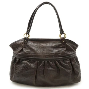 [Fast neuwertig] Fendi 8BH186 dunkelbraun Zucca Muster Kochtasche Beuteltasche Vollleder - Bild 1 von 9